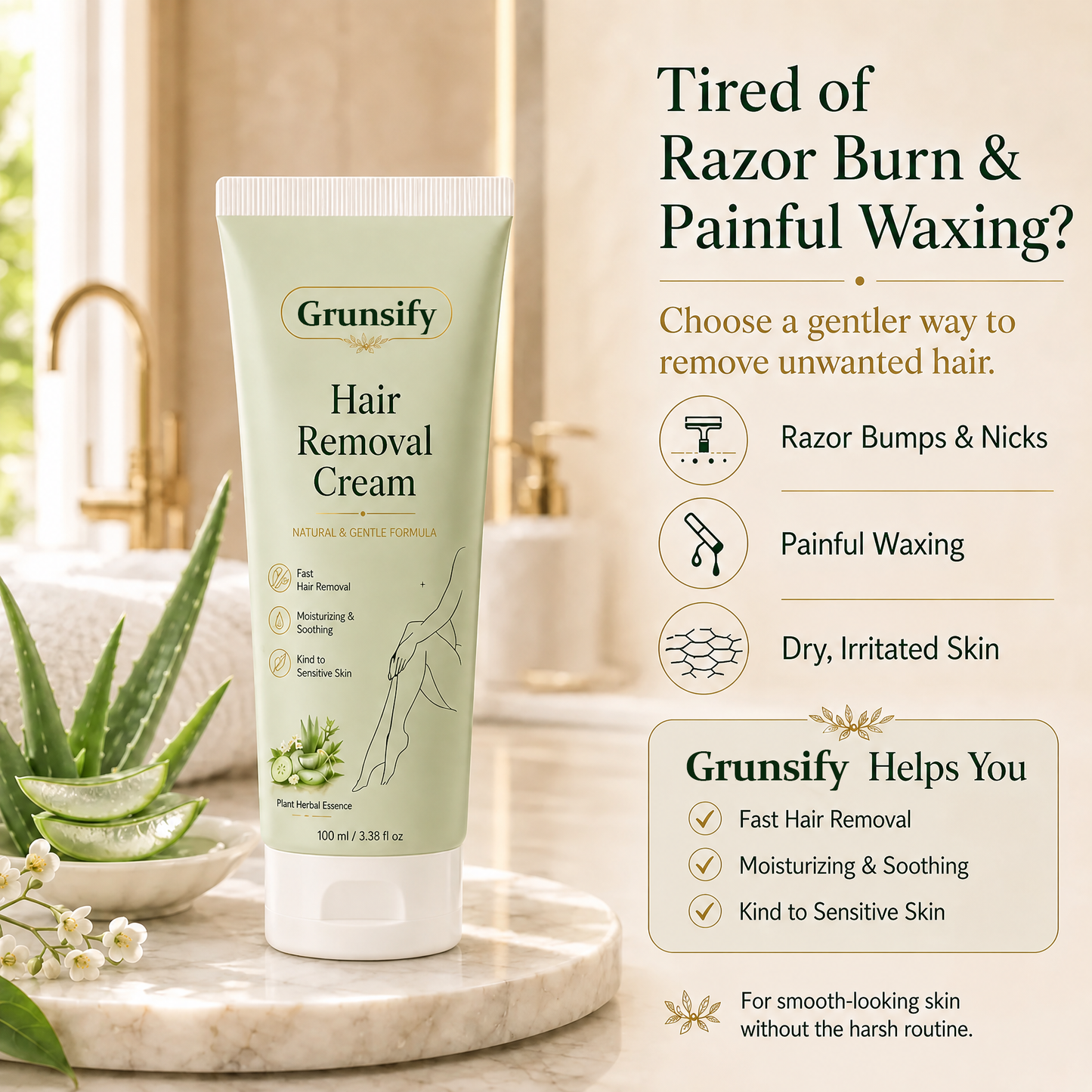 🔥Last Day 50% OFF 👨‍⚕️ Natural Gentle Hair Removal Cream | For Women & Men, Sensitive Skin