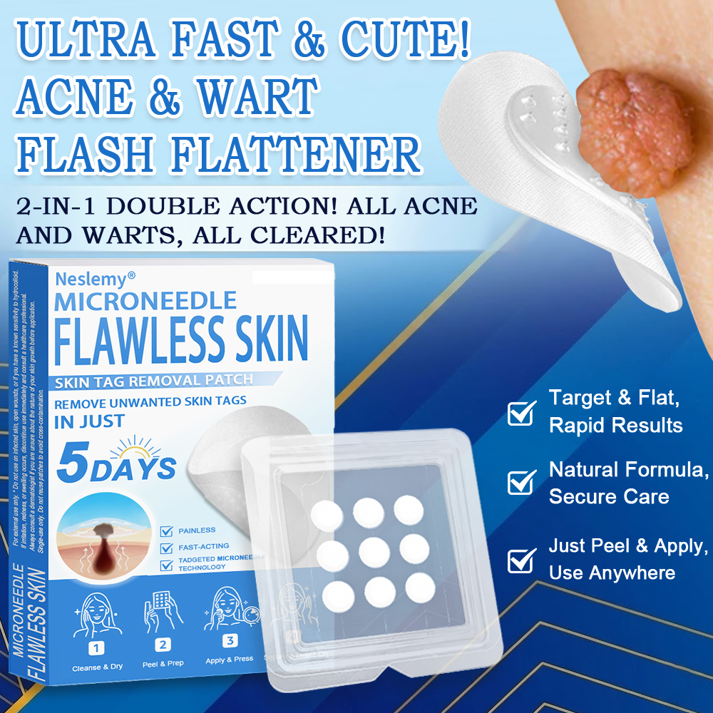 🔥Last Day 80% OFF 👨‍⚕️  Neslemy® 2-in-1 Microneedle & Hydrocolloid Patch | Raised Moles,Acne,  Flat Warts & Skin Tags Remover | Improves Wrinkles, Scars & Blemishes | Invisible Pimple Patches for Face & Body