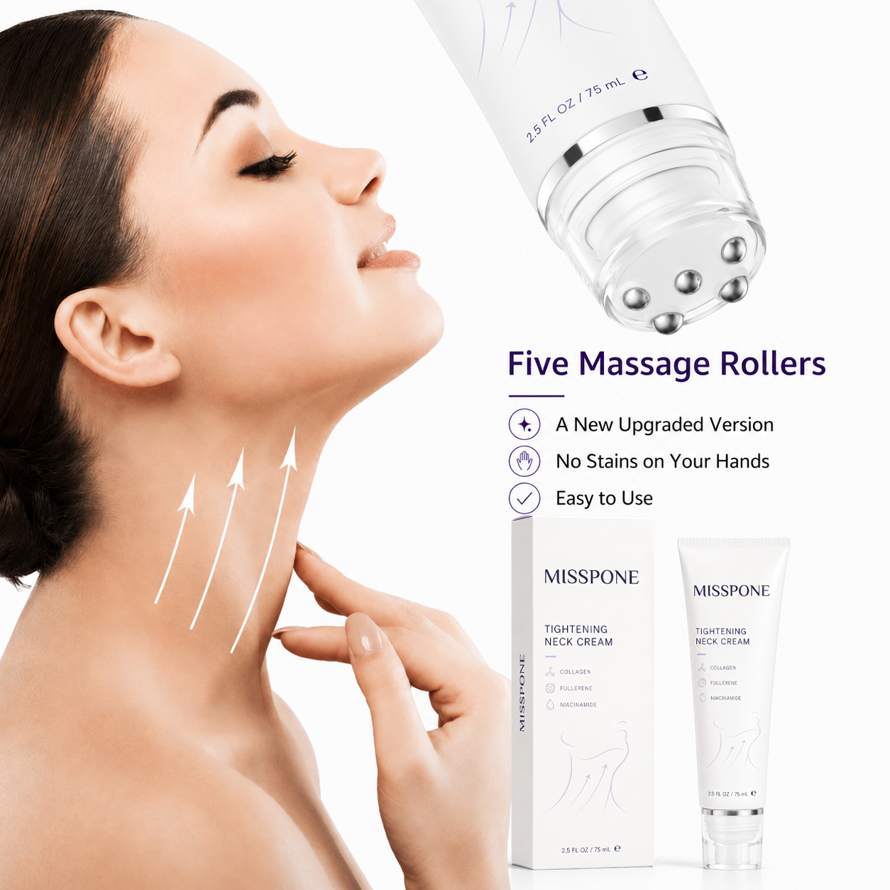 Five roller neck cream applicator close-up