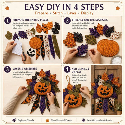 🎃 Beginner-Friendly Oversized Halloween Character Quilted Door Hanger Sewing Kit | Complete Kit with All Tools & Step-by-Step Guide Included 💕