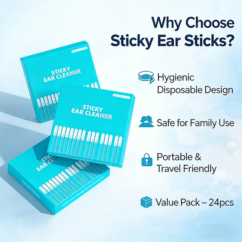 🔥Last Day 80% OFF 👨‍⚕️ Sticky Ear Cleaning Sticks - Gentle, Visible Ear Care👂(24PCS)