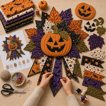 🎃 Beginner-Friendly Oversized Halloween Character Quilted Door Hanger Sewing Kit | Complete Kit with All Tools & Step-by-Step Guide Included 💕