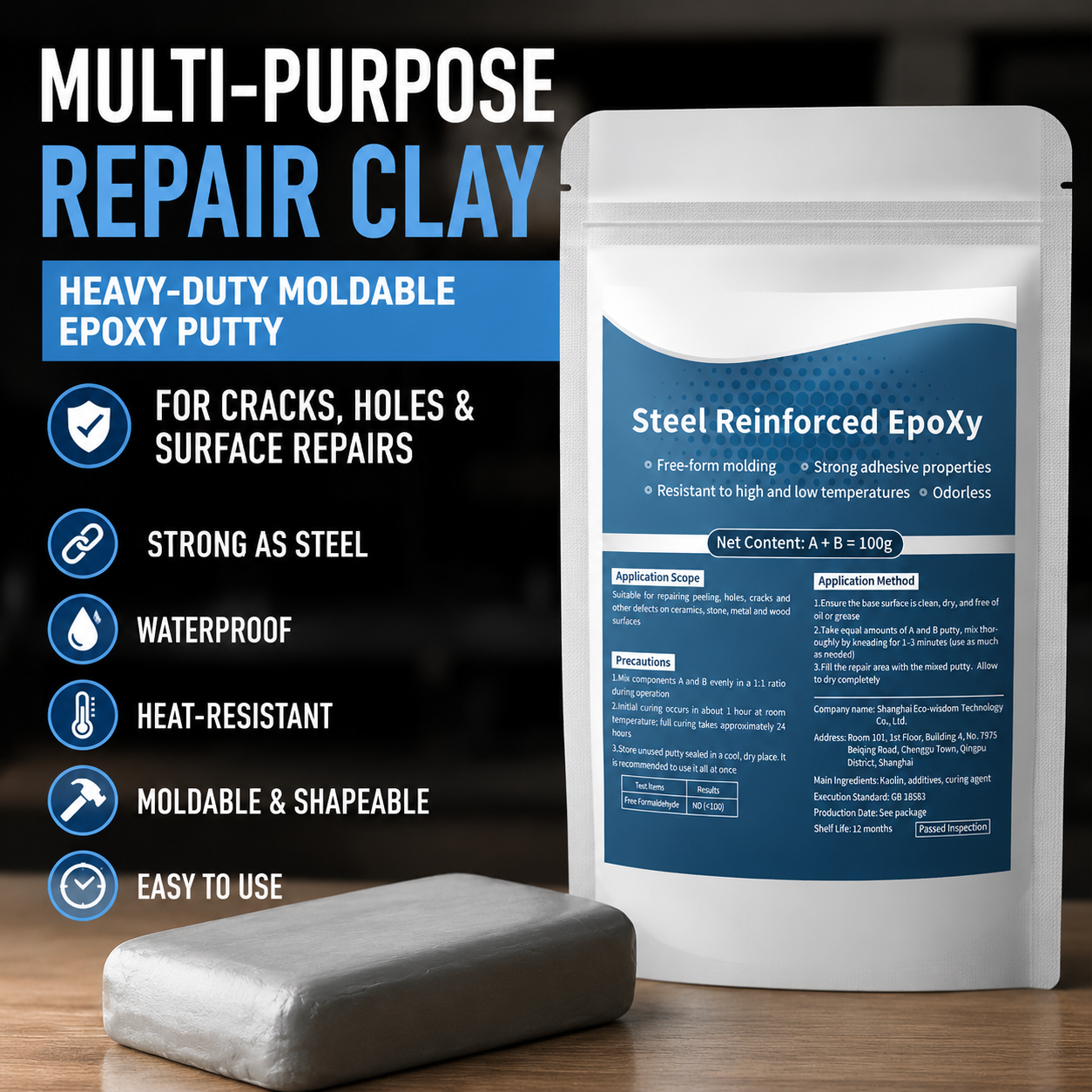 Multi-Purpose Repair Clay package and repair putty