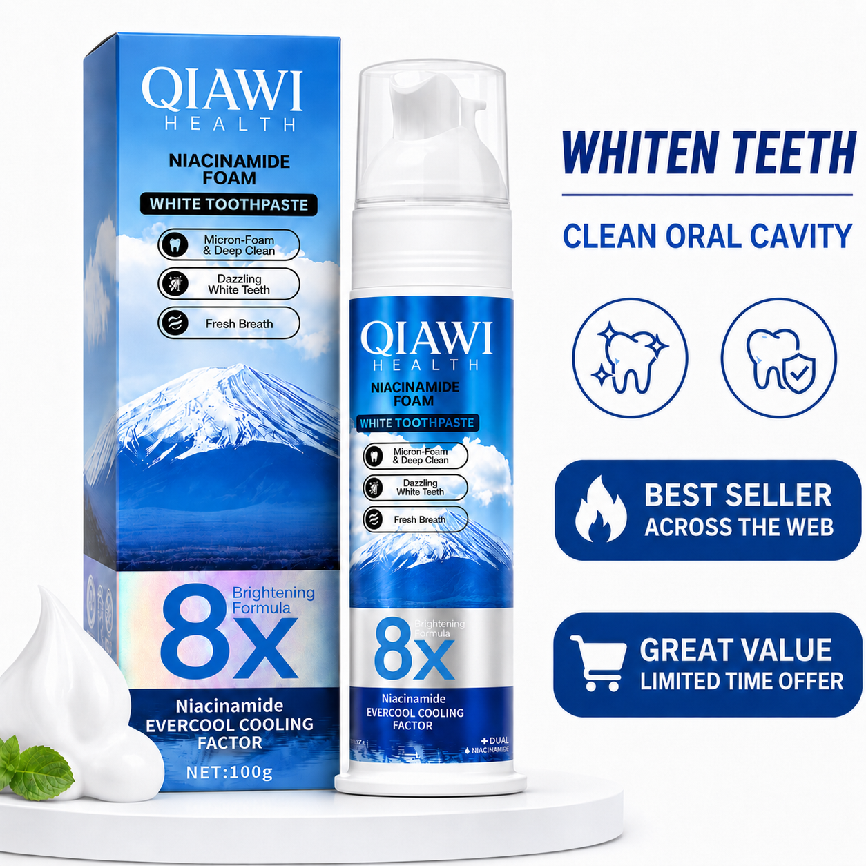 🎁 BUY 1 GET 1 FREE-Niacinamide + Charcoal Whitening Toothpaste