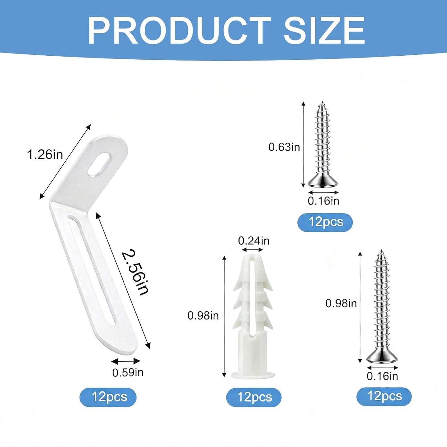 Anti Tip Furniture Anchors, Steel Wall Anchors, 12 Pack,White | Furniture wall anchors help secure dressers, cabinets and bookcases for baby and pet safety with quick, easy installation.