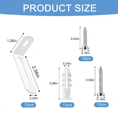 Anti Tip Furniture Anchors, Steel Wall Anchors, 12 Pack,White | Furniture wall anchors help secure dressers, cabinets and bookcases for baby and pet safety with quick, easy installation.