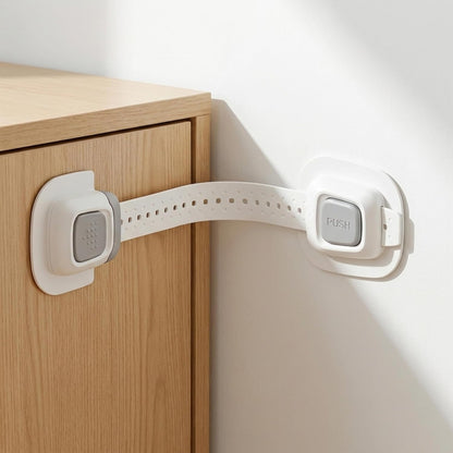 No Drill Furniture Anchor for Baby Proofing, Adjustable Straps, 4 Packs | Dual-Detach Design Large 3M Adhesive Pads Damage-Free Installation 7" Adjustable Strap Fits Dressers, Bookcases & Cabinets
