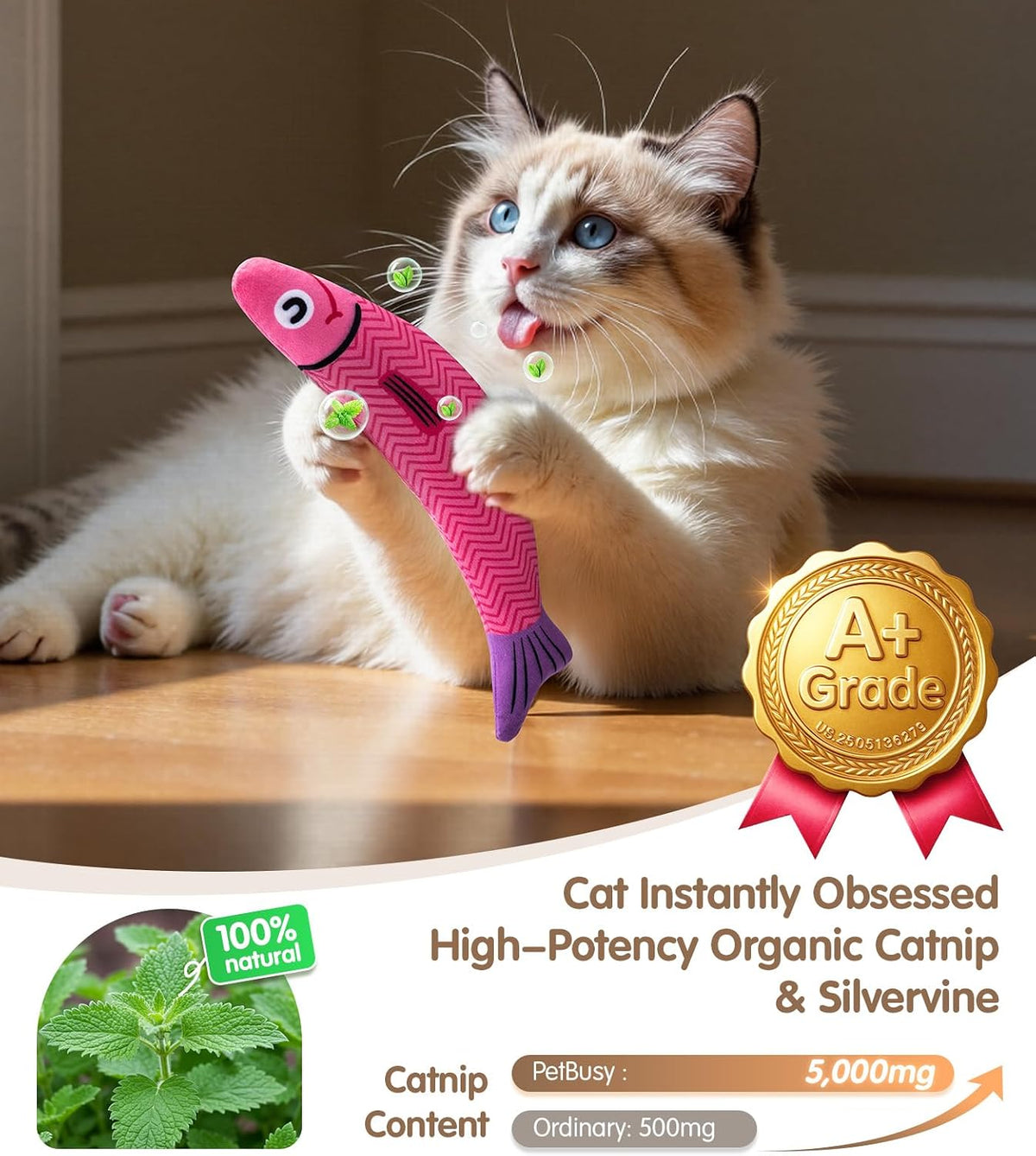 Catnip & Silvervine Fish Kicker Cat Toy