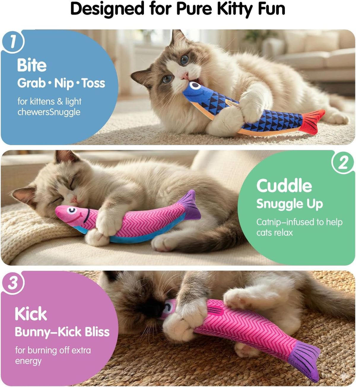 Catnip & Silvervine Fish Kicker Cat Toy