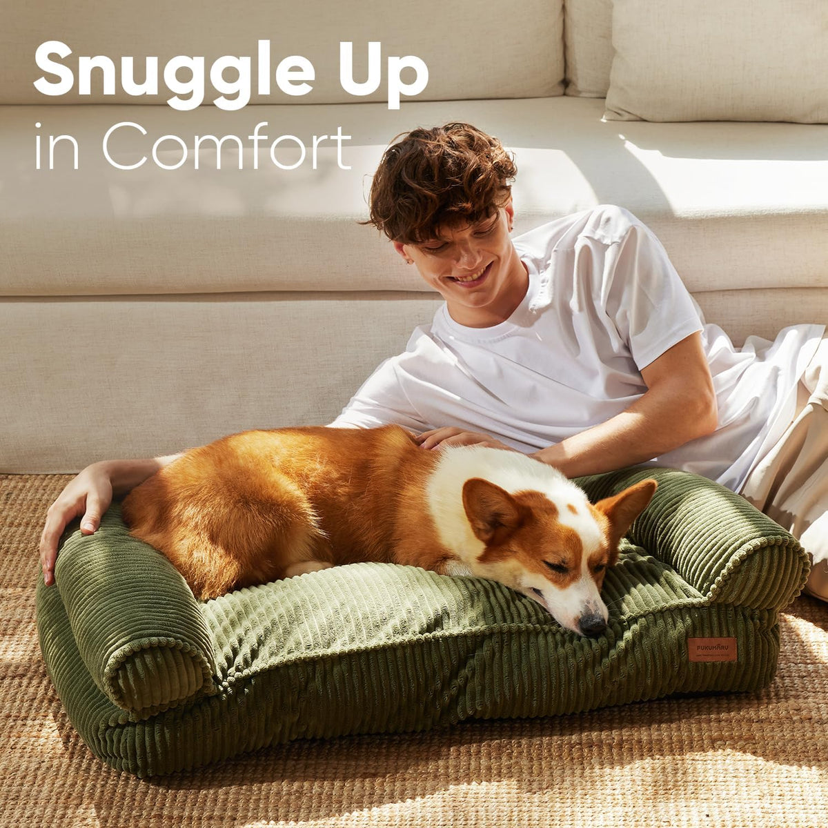 Corduroy Pet Sofa Bed with Washable Cover