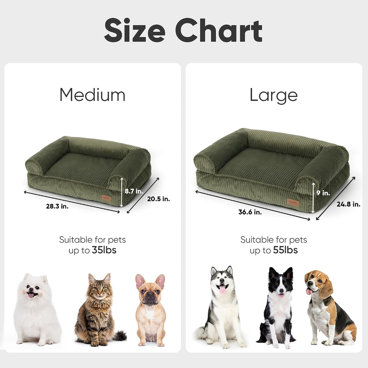 Corduroy Pet Sofa Bed with Washable Cover