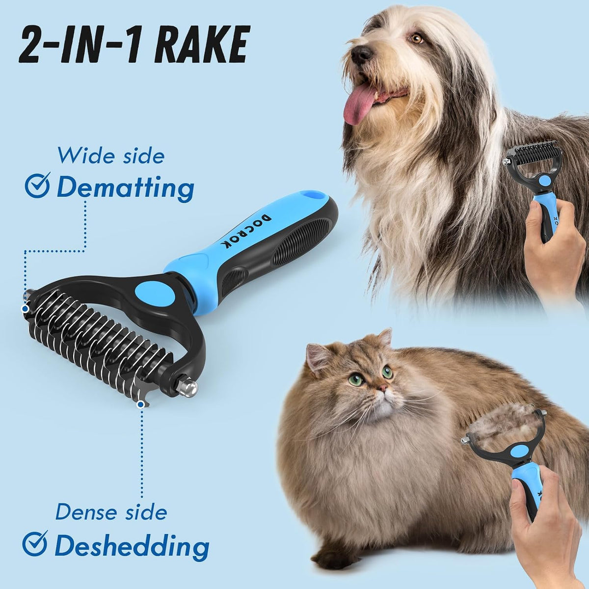Deshedding Brush & Metal Comb Grooming Set