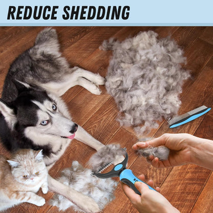 Deshedding Brush & Metal Comb Grooming Set