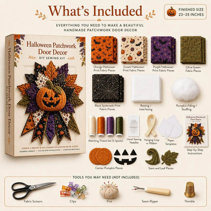 🎃 Beginner-Friendly Oversized Halloween Character Quilted Door Hanger Sewing Kit | Complete Kit with All Tools & Step-by-Step Guide Included 💕