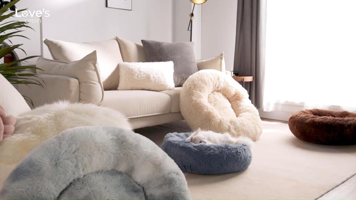 Fluffy Calming Donut Cat Bed