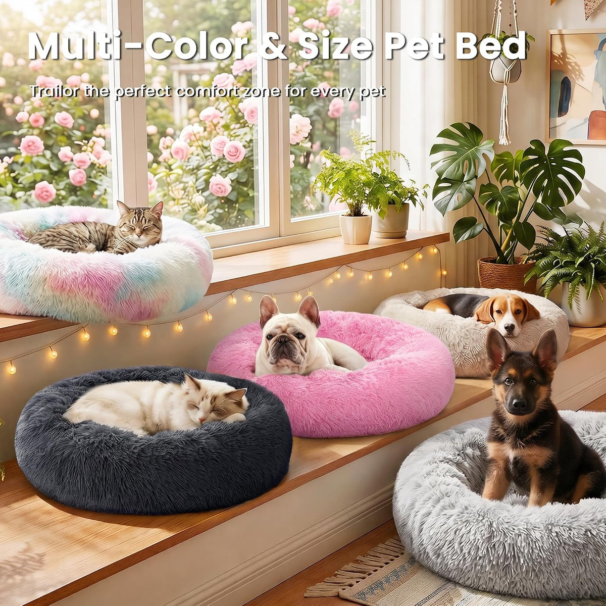Fluffy Calming Donut Cat Bed