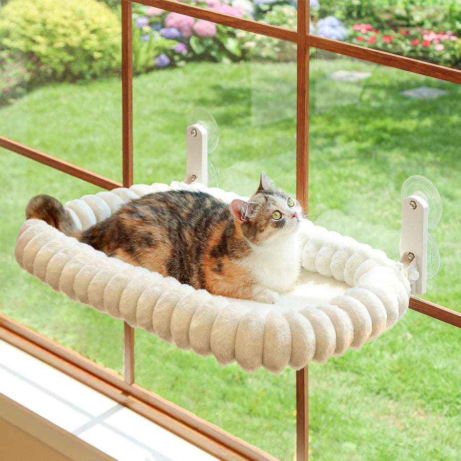 Foldable Cat Window Perch with Washable Bolster Bed
