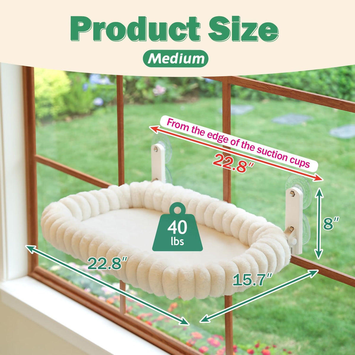 Foldable Cat Window Perch with Washable Bolster Bed