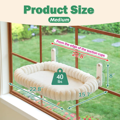 Foldable Cat Window Perch with Washable Bolster Bed
