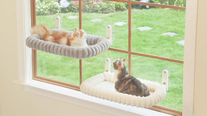 Foldable Cat Window Perch with Washable Bolster Bed