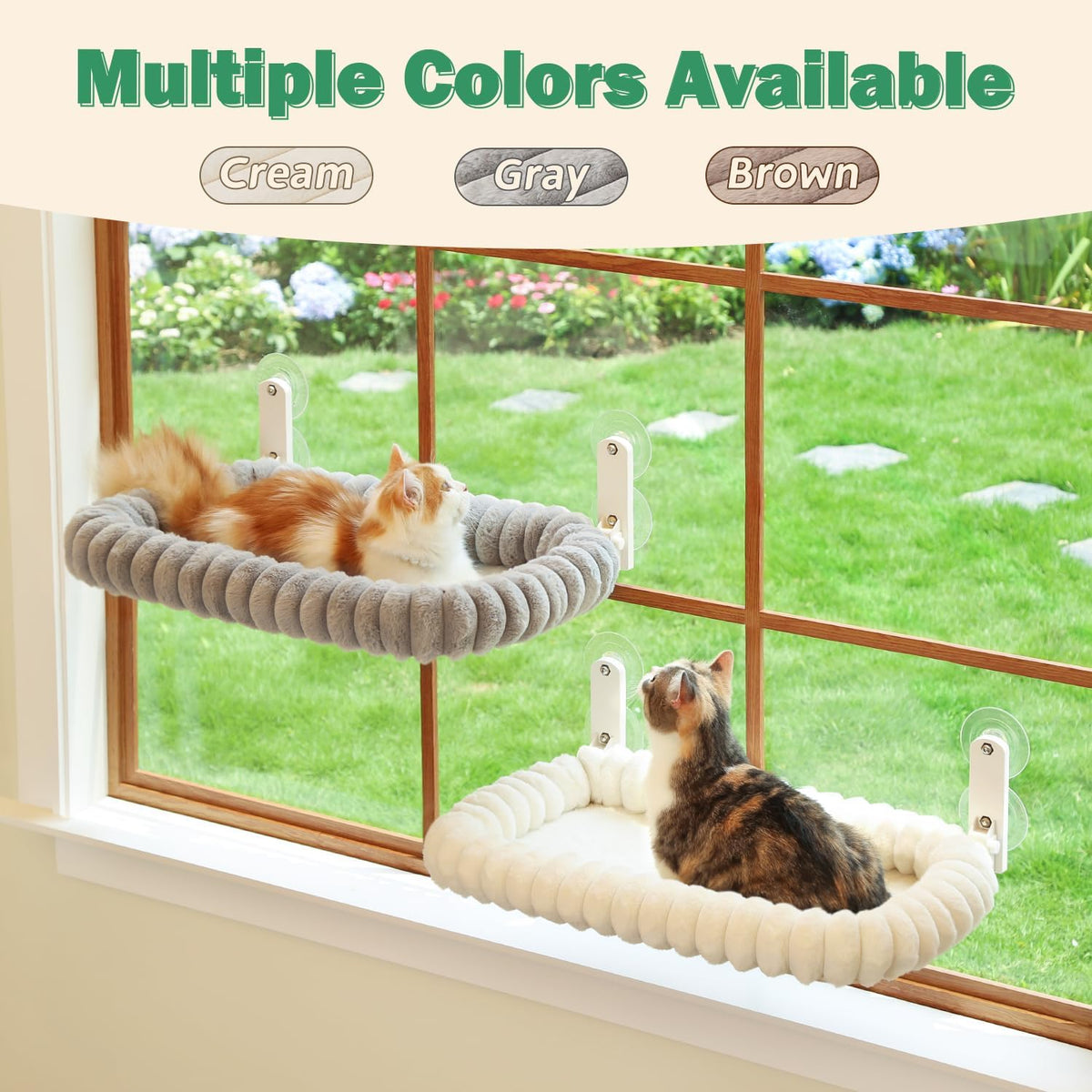 Foldable Cat Window Perch with Washable Bolster Bed