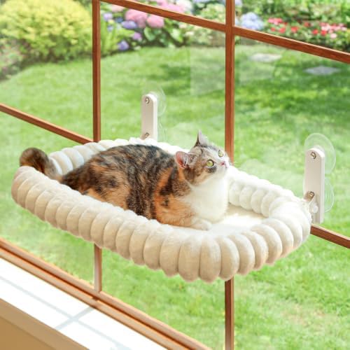 Foldable Cat Window Perch with Washable Bolster Bed