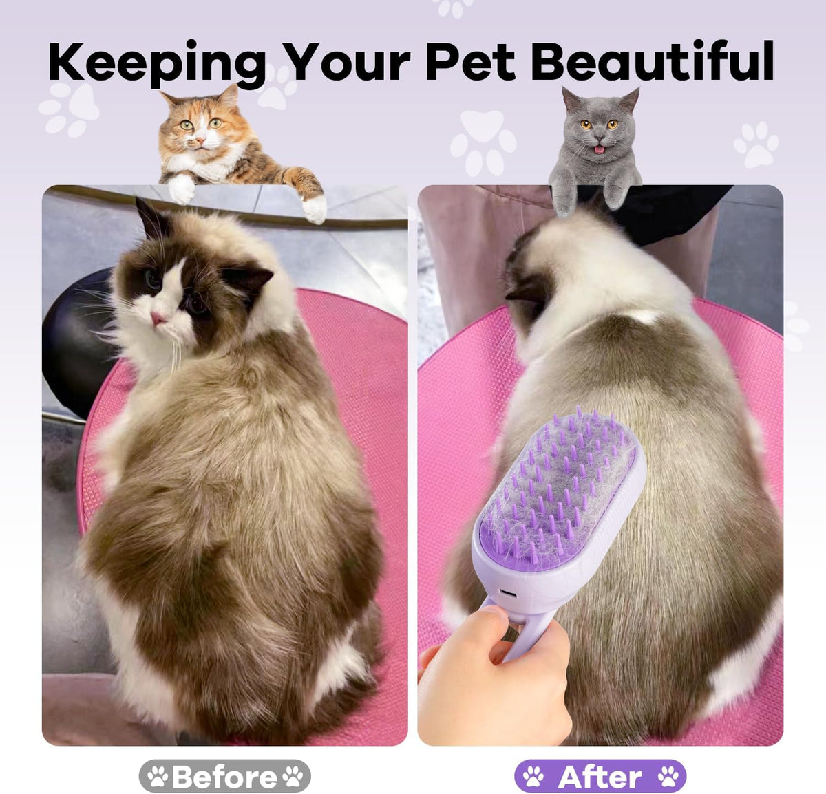 Foldable Mist Pet Shedding Brush