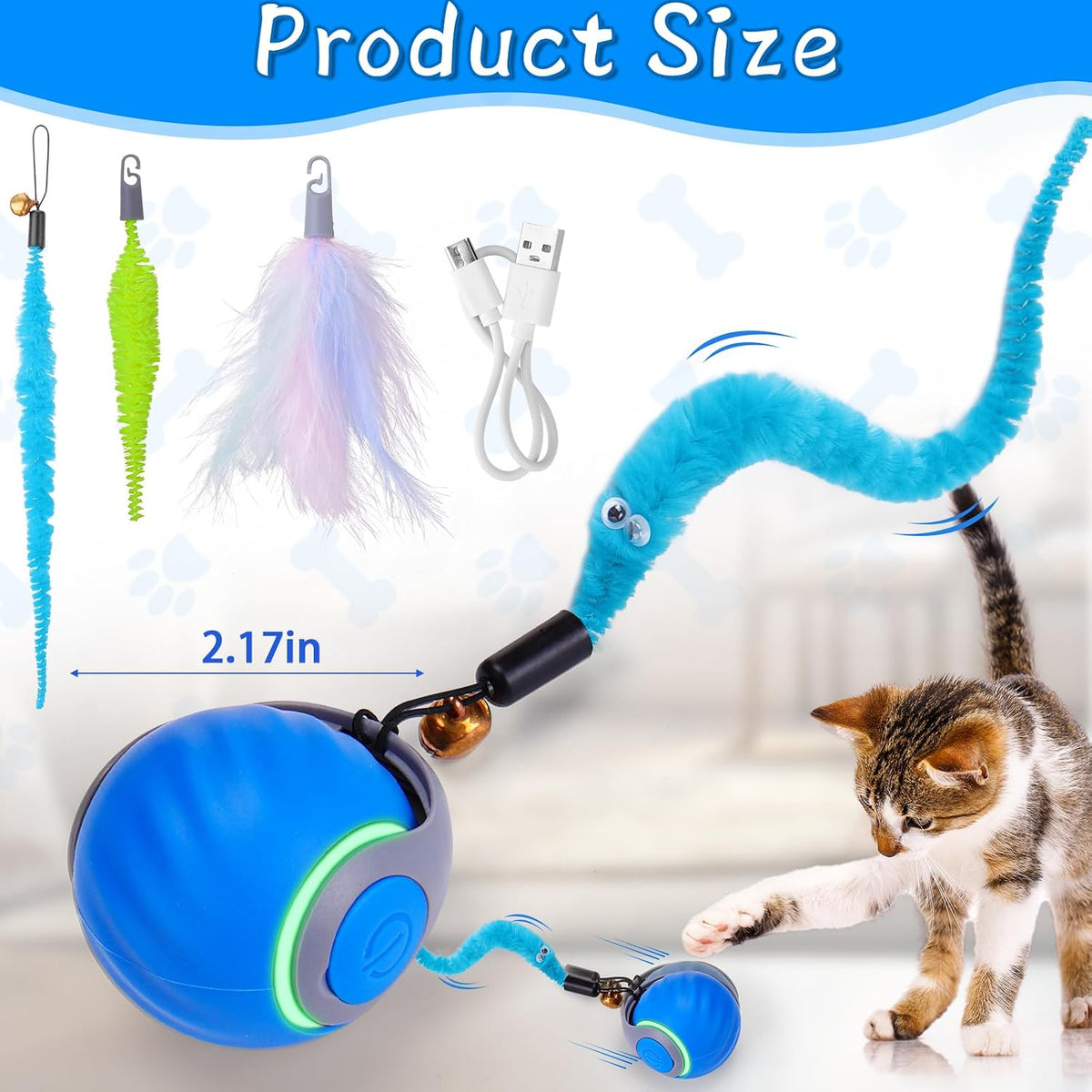 Rechargeable Interactive Cat Toy Ball with 3 Tails