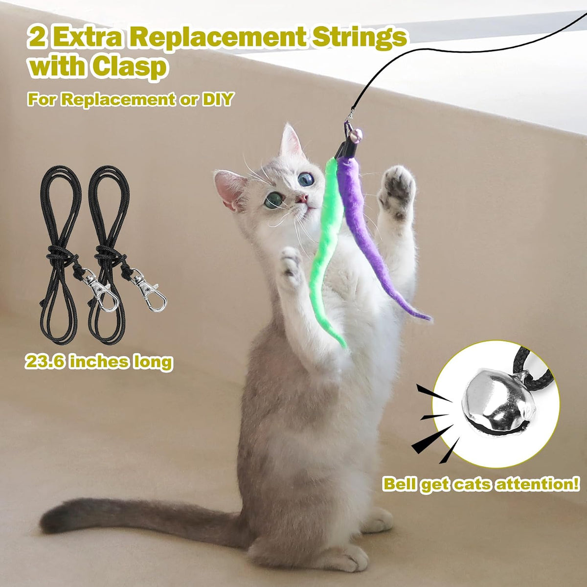 Retractable Feather Wand Cat Toy Set