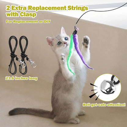 Retractable Feather Wand Cat Toy Set