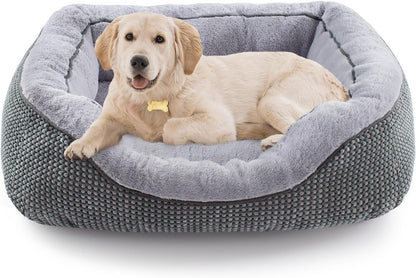 Washable Rectangle Pet Bed with Raised Bolsters