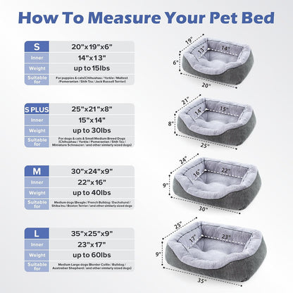 Washable Rectangle Pet Bed with Raised Bolsters